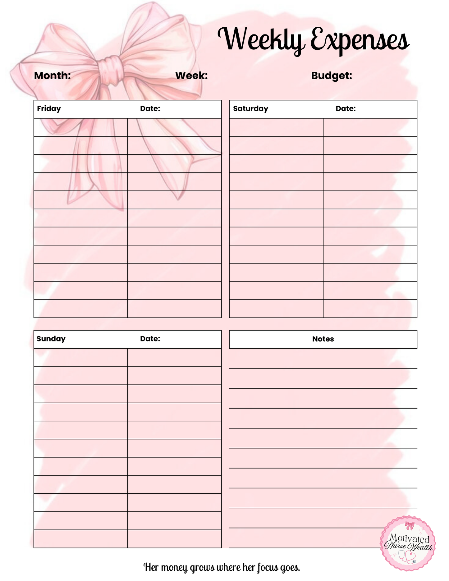 Weekly Expense Template