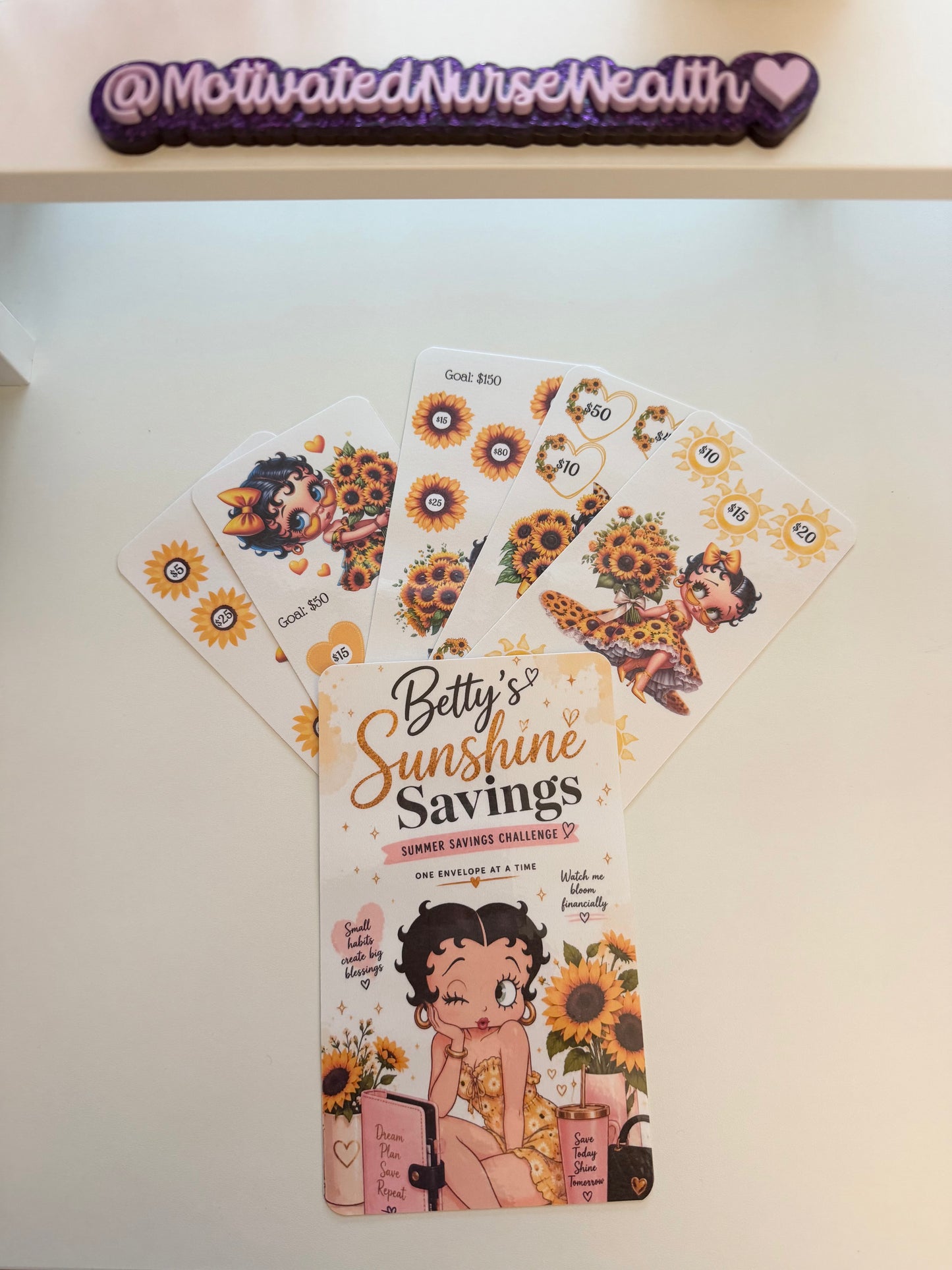 Betty Sunshine Savings Challenge Binder | Summer Cash Stuffing Savings Challenge | A6 Budget Binder