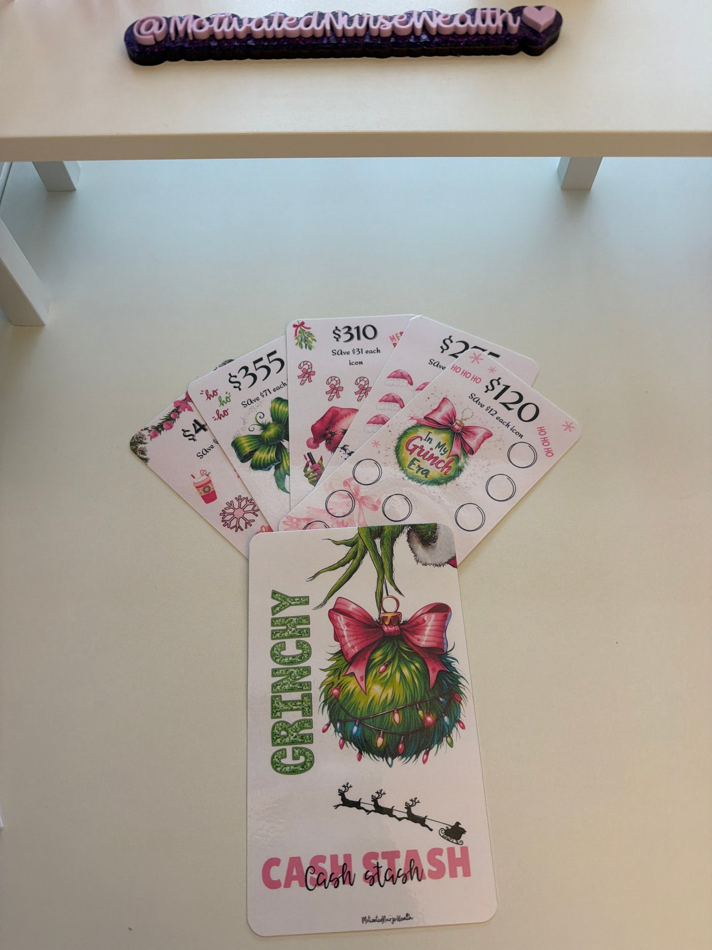 Christmas “Pink Grinch” 1500 Savings Challenge Binder Set