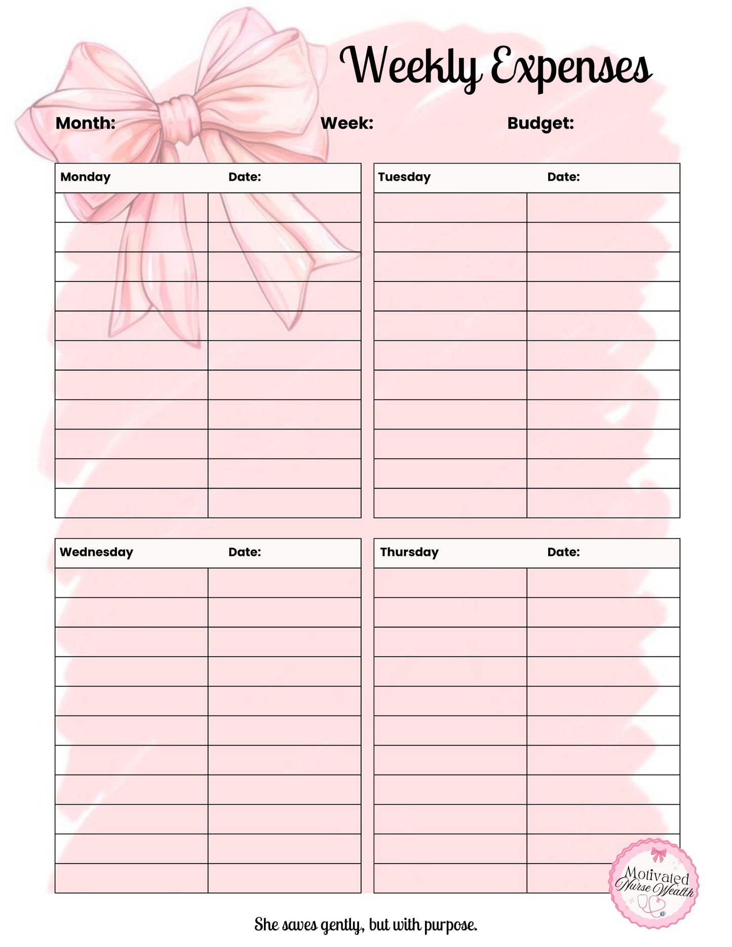 Weekly Expense Template