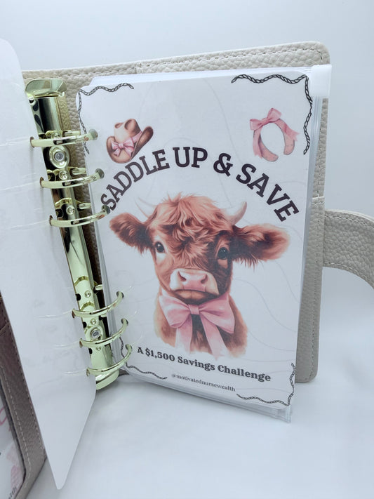Saddle Up and Save Highland Cow Binder Set 1500 Savings Challenge