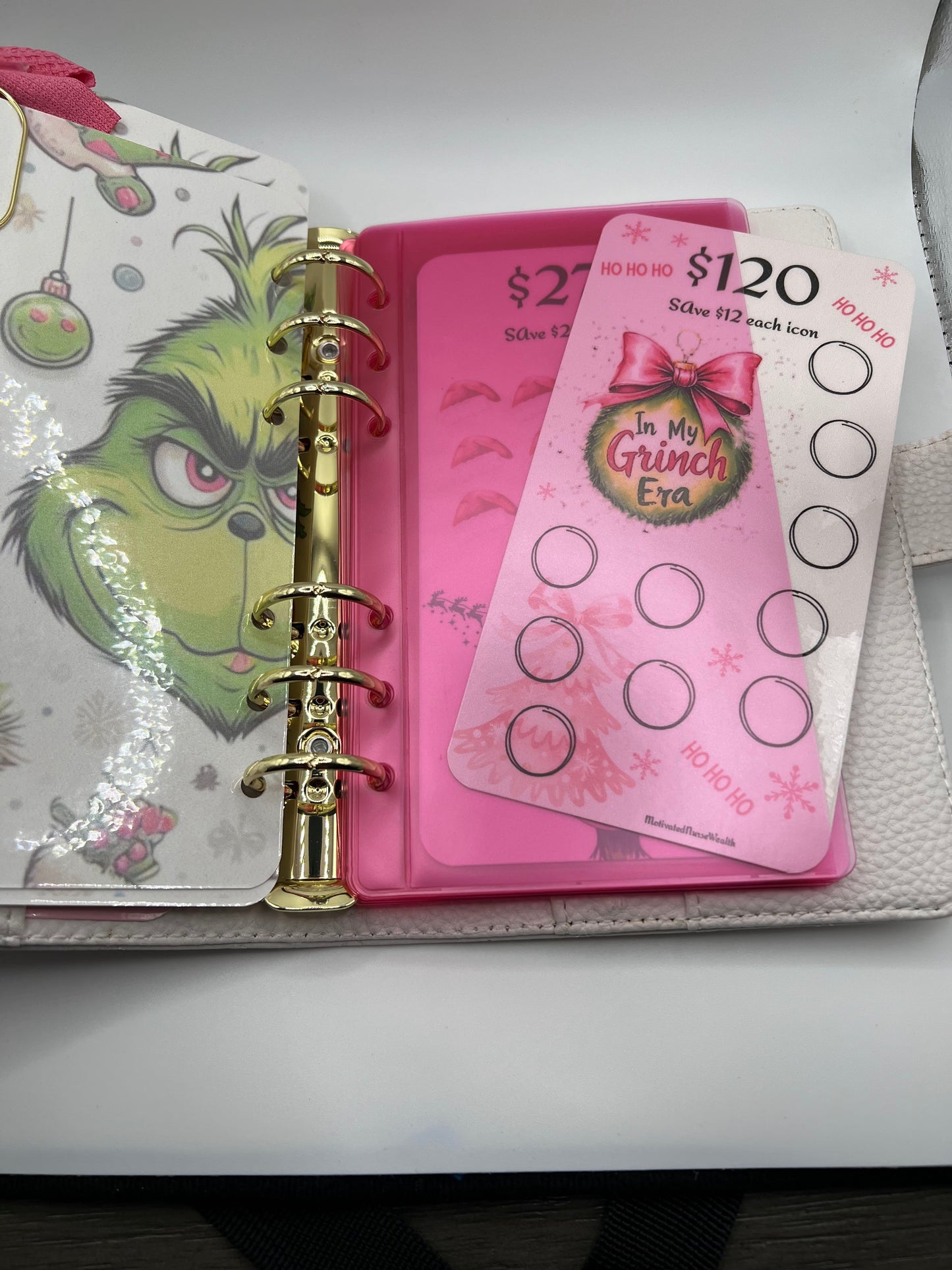 Christmas “Pink Grinch” 1500 Savings Challenge Binder Set