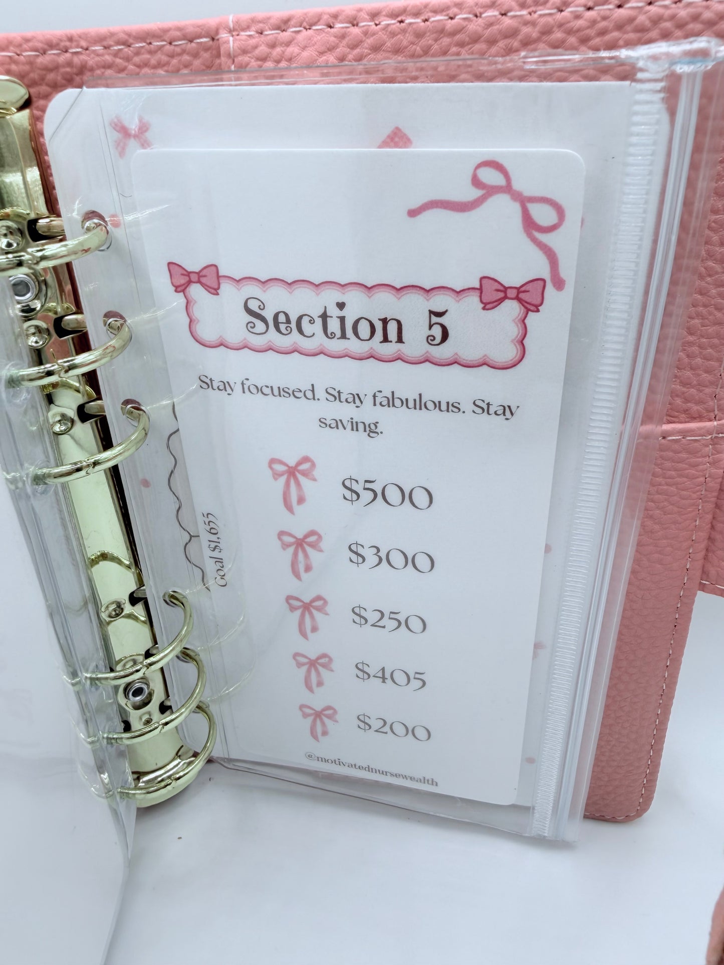 Pretty Bows 10k Savings Challenge Binder