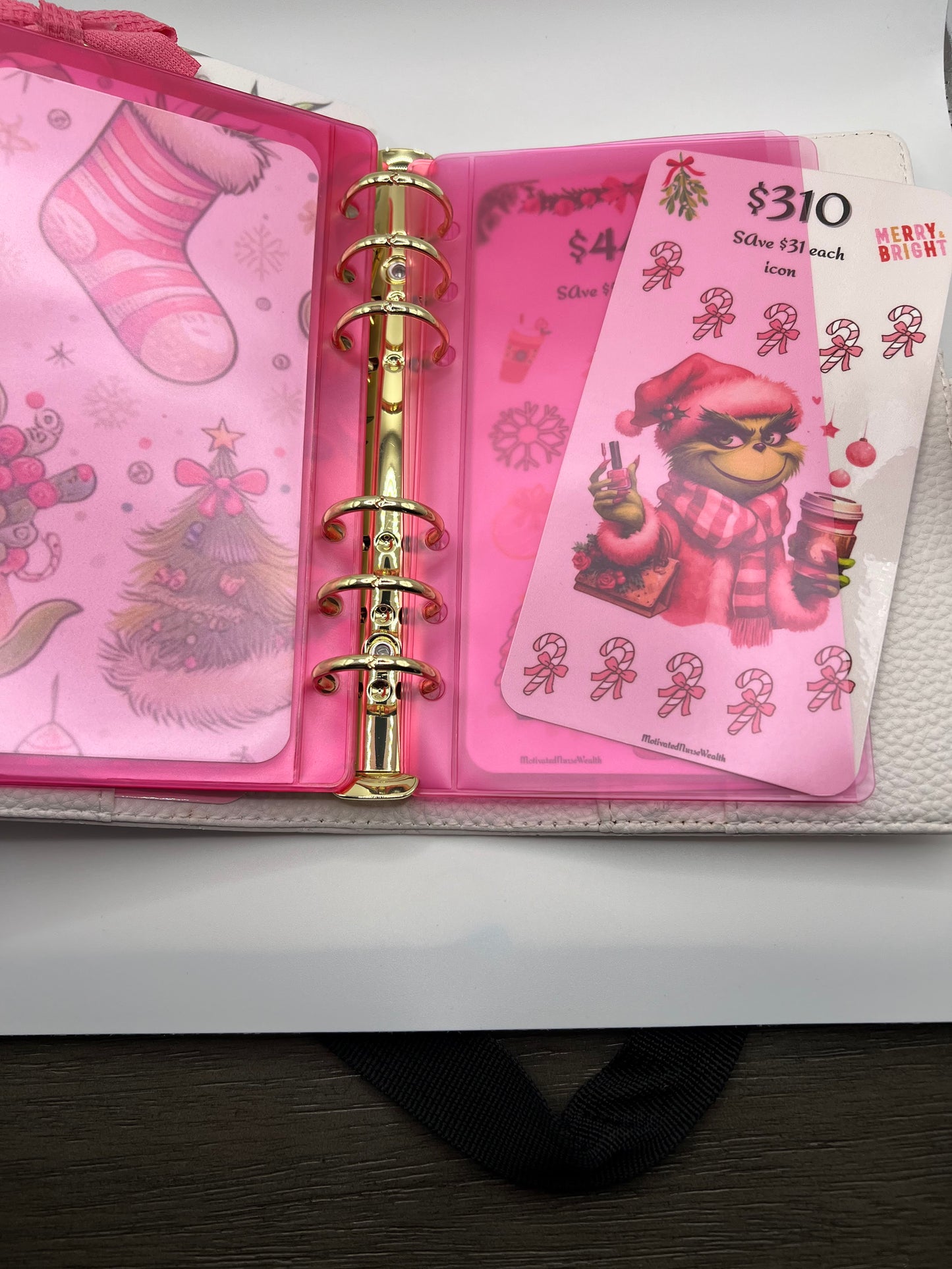 Christmas “Pink Grinch” 1500 Savings Challenge Binder Set