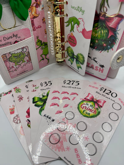 Christmas “Pink Grinch” 1500 Savings Challenge Binder Set