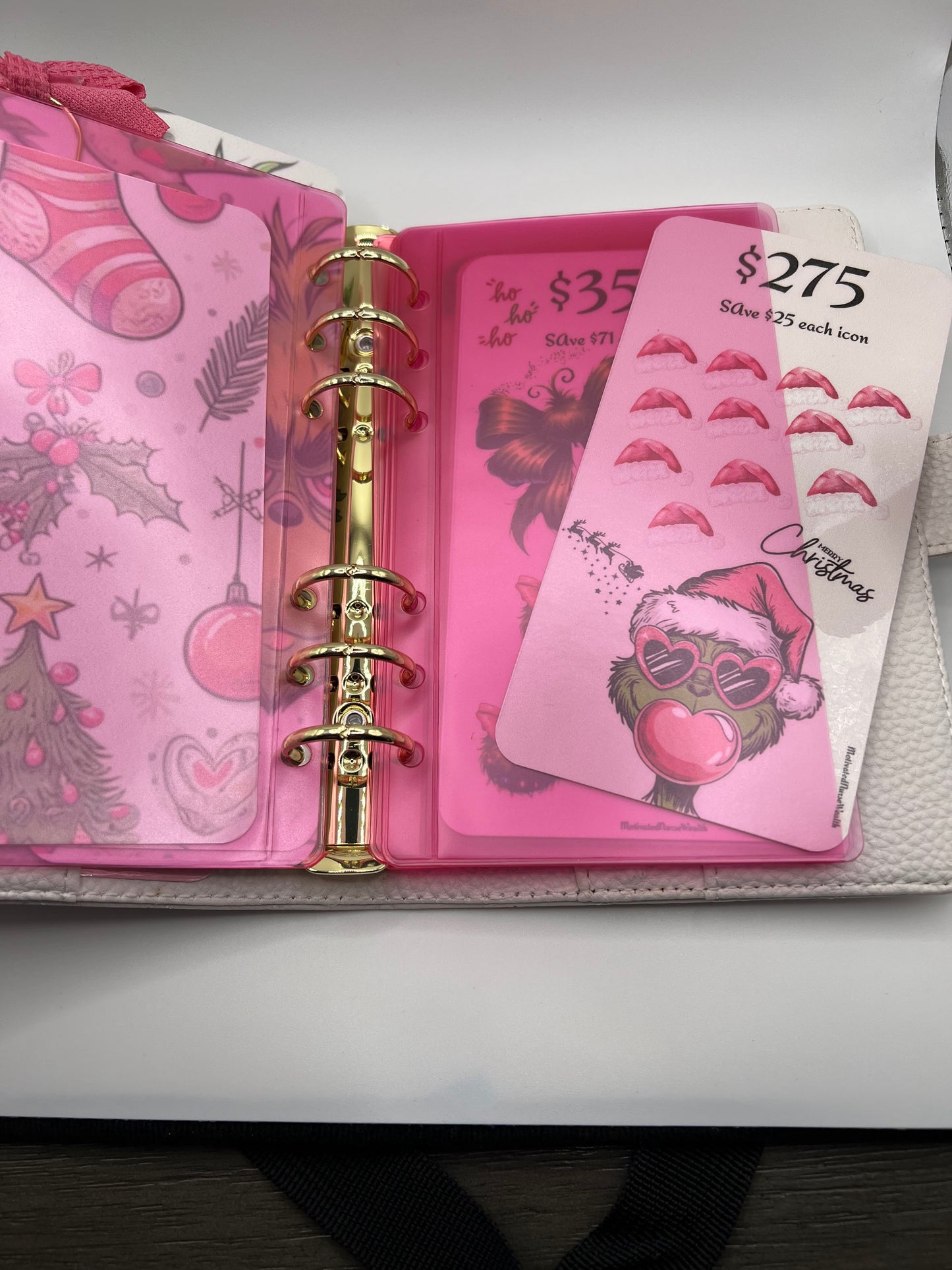Christmas “Pink Grinch” 1500 Savings Challenge Binder Set
