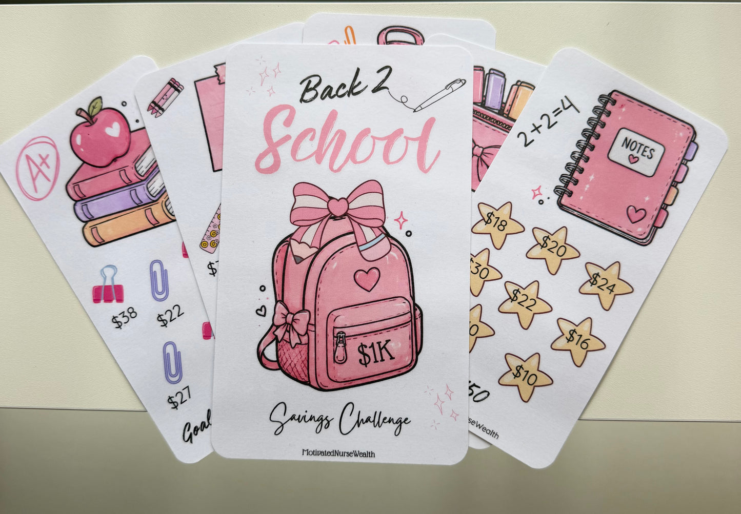 Back to School $1,000 Savings Challenge Dashboard & Trackers | Cash Stuffing Savings Challenge | Optional A6 Binder