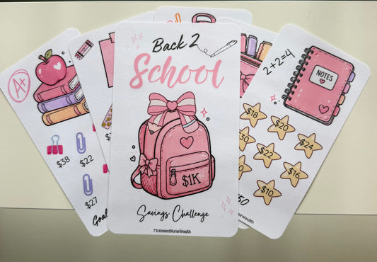 Back to School $1,000 Savings Challenge Dashboard & Trackers | Cash Stuffing Savings Challenge | Optional A6 Binder