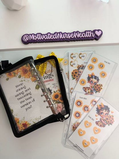 Betty Sunshine Savings Challenge Binder | Summer Cash Stuffing Savings Challenge | A6 Budget Binder