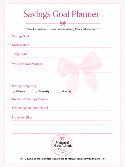 FREE Savings Goal Planner