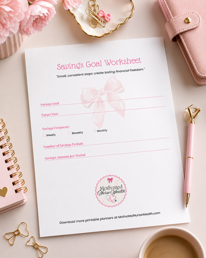 FREE Savings Goal Worksheet