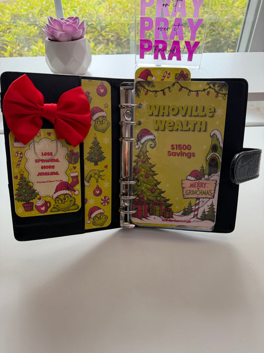 Grinchmas Savings Binder | Christmas in July A6 Cash Stuffing Binder | Holiday Savings Challenge