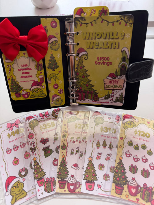 Grinchmas Savings Binder | Christmas in July A6 Cash Stuffing Binder