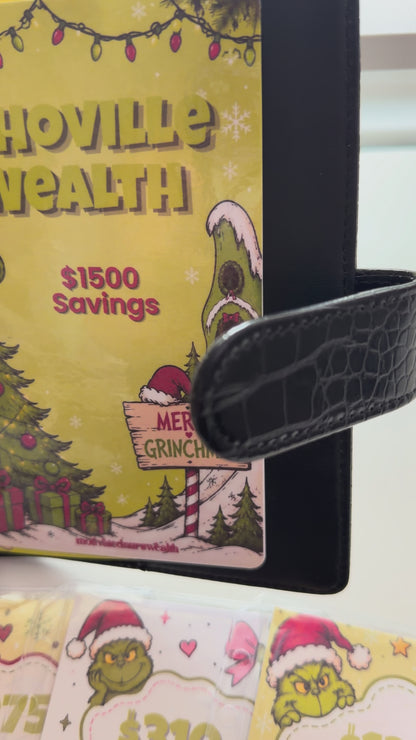 Grinchmas Savings Binder | Christmas in July A6 Cash Stuffing Binder | Holiday Savings Challenge